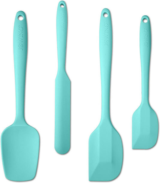 4 Piece Silicone Spatula Set, Flexible Heat Resistant Non-scratch Baking Cooking Rubber Spatulas with Stainless Steel Core, Black