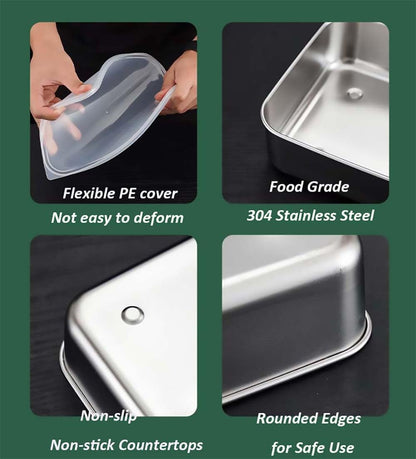 Stainless Steel Food Containers with Lids, Set of 5 Meal Prep Container Reusable Metal Food Storage Bento Lunch Box for Kitchen Picnic, BPA Free,67oz,118oz)