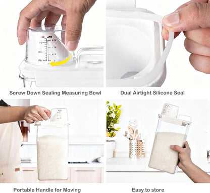 Rice Storage Container, Airtight Rice Container, 3-5 Lbs Cereal Storage Container, Cat Dog Food Storage Container, BPA Free Portable Cereal Container for Home Kitchen Rice, Soybean Food Storage