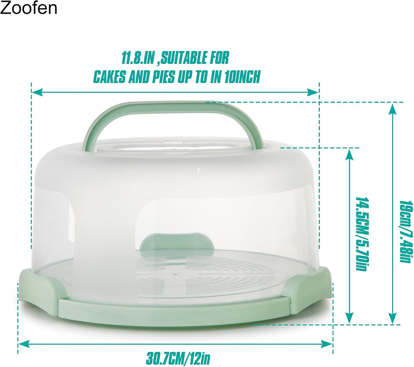 Zoofen Cake Carrier with Handle 10in Cake Stand Holder Round Container for 10in or Less Size(Purple)