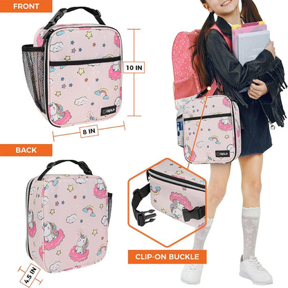 opux Premium Insulated Lunch Box, Soft School Lunch Bag for Kids Boys Girls, Leakproof Small Lunch Pail Men Women Work, Reusable Compact Cooler Tote Lunchbox for Office Adult, Black