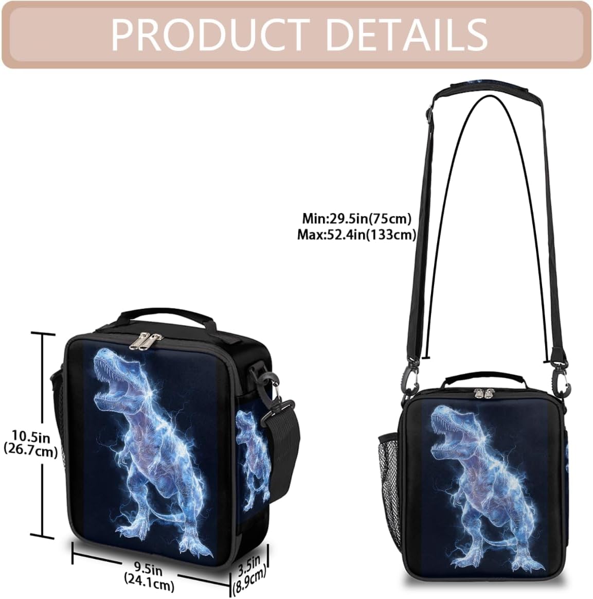 cfpolar Skull Skateboard Lunch Box for Boys Girls, Insulated Lunch Bags for Kids Reusable Mini Cooler Lunch Tote Lunchbox Thermal Meal Tote Kit with Shoulder Strap for Work School Picnic
