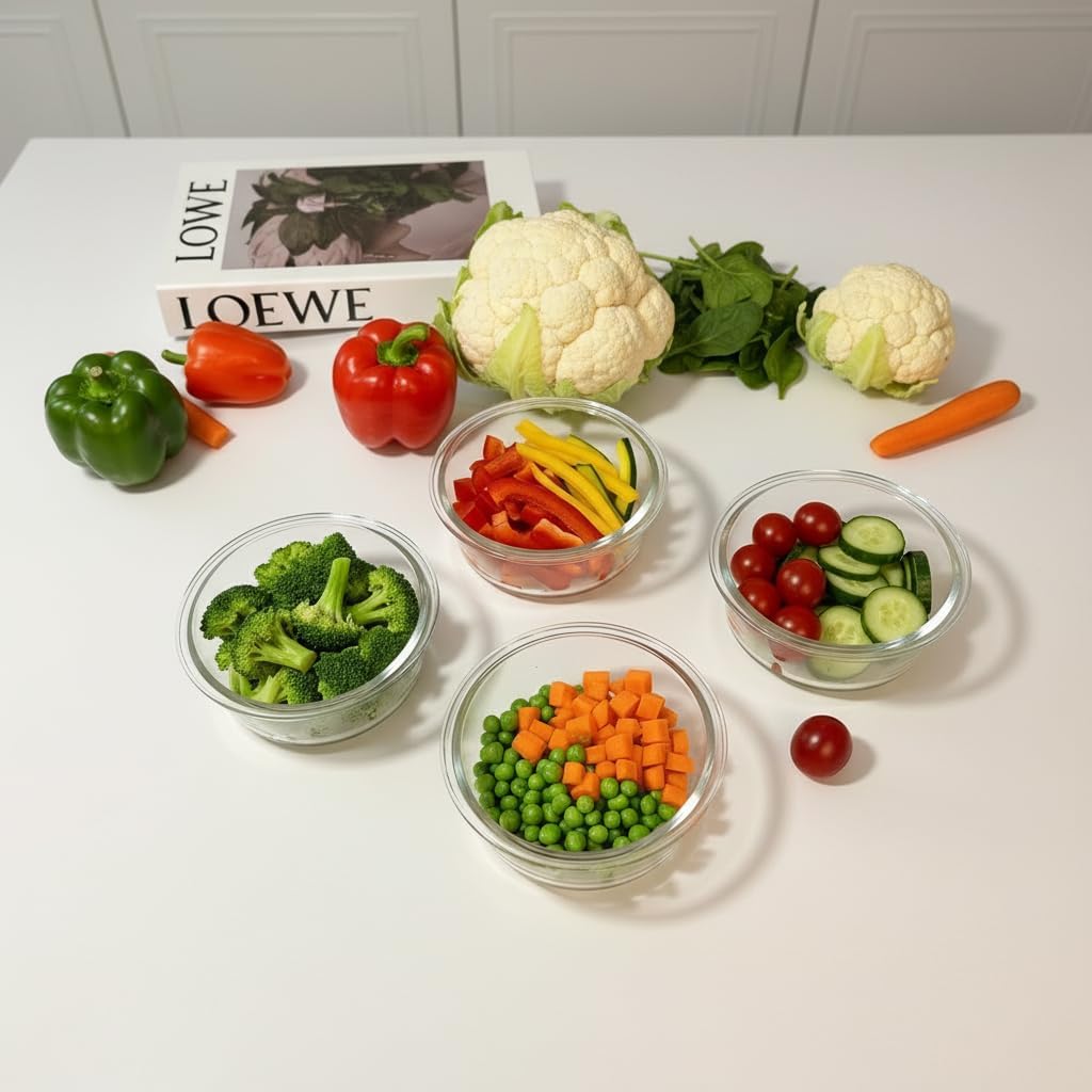 8 Pcs Square Glass Food Storage Container with Lids, 16OZ Square Glass Meal Prep Containers Set, 2 Cup glass Food Storage for Lunch Salad, Microwave, Oven, Freezer, Dishwasher Safe (4 Pack)