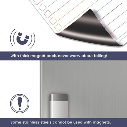 ALEZEL Magnetic to Do List White Board for Fridge, Multifunctional Dry Erase List Board for Refrigerator - Set of 4 Magnetic Grocery List Whiteboards, 4 Markers + Eraser