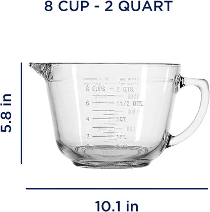 Anchor Hocking Batter Bowl, 2 Quart Glass Mixing Bowl with Red Lid
