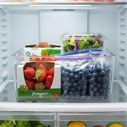 Clear Plastic Storage Bins – Pantry Organizers & Storage Containers for Kitchen, Fridge, Freezer, Cabinets, Bathroom, Laundry Room, Closet, Office, Garage & Home Organization（2 Pack