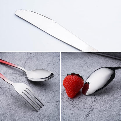 Travel Utensils Set with Case Reusable Portable Cutlery Set Stainless Steel 8pcs Including Dinner Knife Fork Spoon Chopsticks Straws(Rainbow)