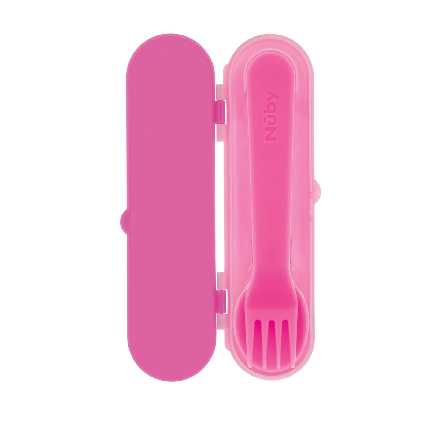 Nuby Toddler Utensils with Travel Case - Self-Feeding Fork & Spoon Set for Kids - Easy-to-Hold Training Utensils with Rounded Safe Edges for Independent Mealtime - Dinosaurs