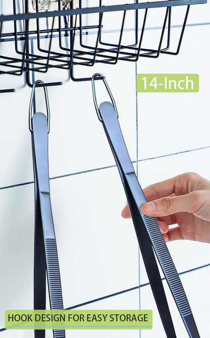 JETKONG 2 Pcs 12-Inch Kitchen Tweezers Fine Tweezer Tongs, Extra-Long Stainless Steel Cooking Tweezers (Silver)