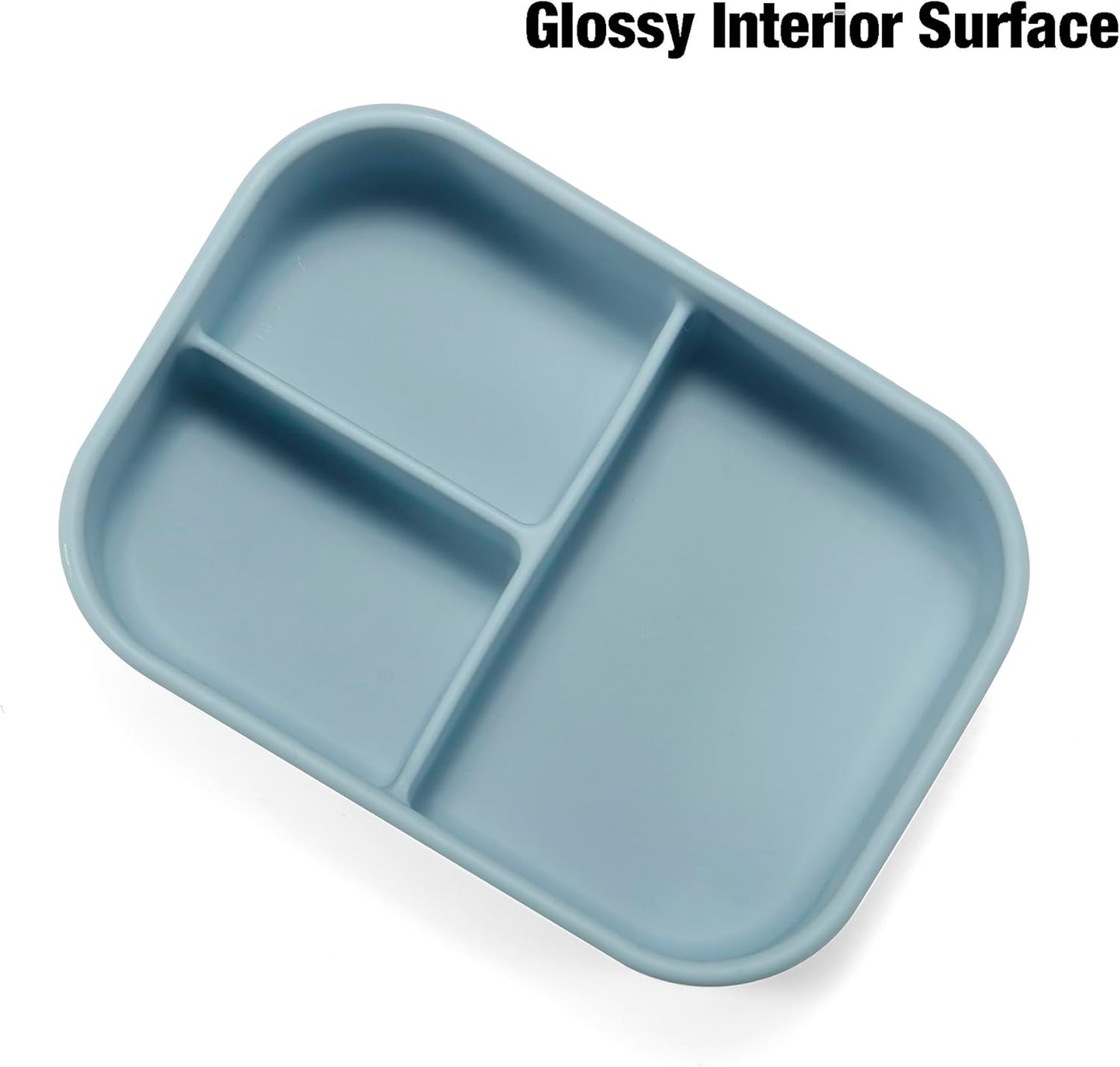 PandaEar 3-Compartment Silicone Bento Box for Toddlers & Kids - BPA-Free Food-Grade Meal Prep Container - Durable & Easy-Open Small Lunch Box for Daycare, Travel & Picnic, Blue