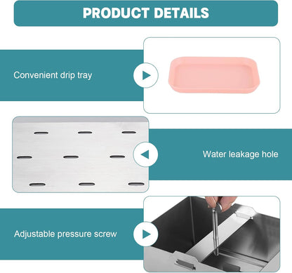 Tofu Press Stainless Steel,SUS304 Paneer Maker with Presser Towel & Drip Tray,Drainage System Hole for Making Up To 2 Pounds,Heavy Duty Easy-to-Use Kitchen Tool with Adjustable Pressure