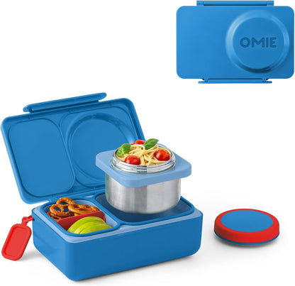 Omie OmieBox UP bento Box for Kids | Insulated Lunch Box | Leak Proof Vacuum Insulated Thermal Food jar | Cooler ice Pack | 2 Compartments (Cherry Pink)