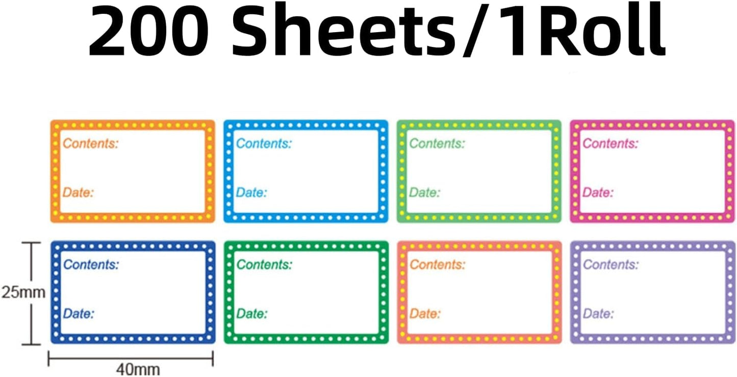 200 Sheets Food Date Label Stickers Handwritten Removable Adhesive Labels for Fridge Kitchen Pantry Food Storage Organization