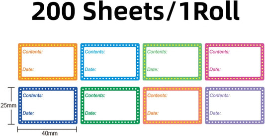 200 Sheets Food Date Label Stickers Handwritten Removable Adhesive Labels for Fridge Kitchen Pantry Food Storage Organization