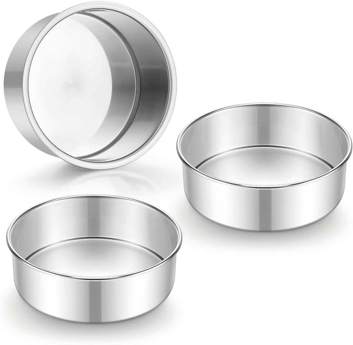 E-far 4 Inch Small Cake Pan, Stainless Steel Mini Round Smash Cake Baking Pans, Non-Toxic & Healthy, Mirror Finish & Dishwasher Safe