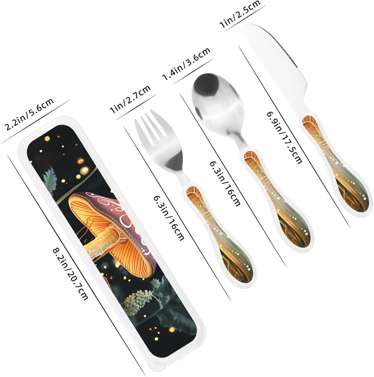 3-Piece Kids Silverware Set With Storage Case, Stainless Steel Reusable Children Safe Knife Spoon Fork Set Parrots On Branches Children Flatware Set For Kids Lunch Box
