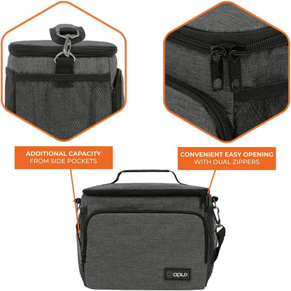 opux Insulated Lunch Bag for Men Women, Large Dual Compartment Cooler Bag, Soft Two Deck Lunch Box for Work School Picnic, Leakproof Lunch Tote with Shoulder Strap for Kid Adult (Purple, Double Deck)