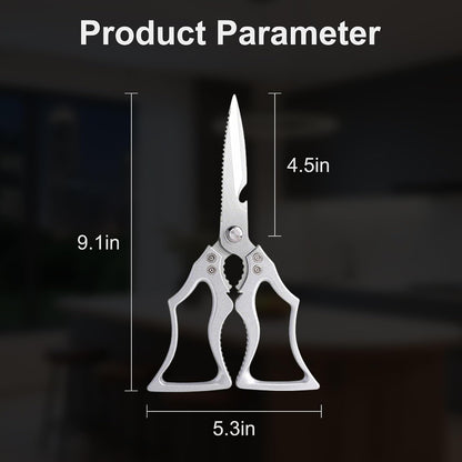 Heavy Duty Kitchen Scissors, High Carbon Stainless Steel Poultry Shears, Ultra Sharp Multi-Purpose Food Cutter with Jar Opener and Large Ergonomic Handles for Chicken, Meat, and BBQ