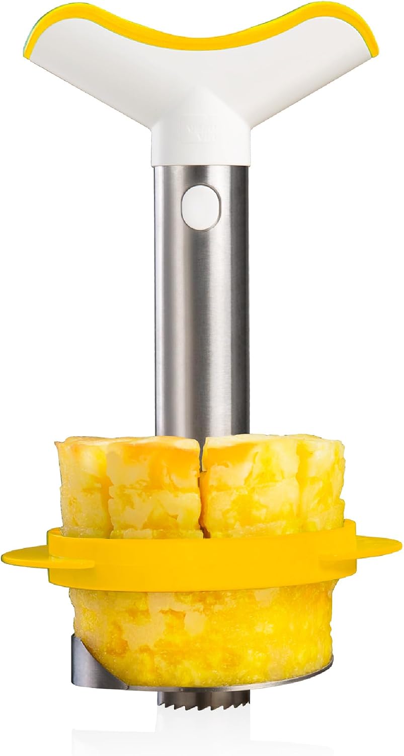 Vacu Vin, 4874360, Pineapple Slicer & Wedger Stainless Steel/Yellow