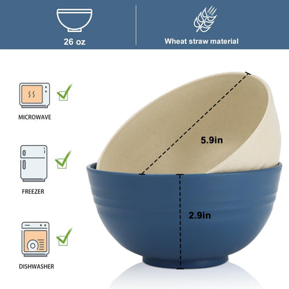 Wheat Straw Bowl Sets,8 PCS Unbreakable Cereal Bowl 26 OZ,Microwave and Dishwasher Safe Bowls,Bowl Sets for Camping and Picnic BPA Free Colorful Salad Bowls for Serving Soup,Oatmeal and Fruit Etc…