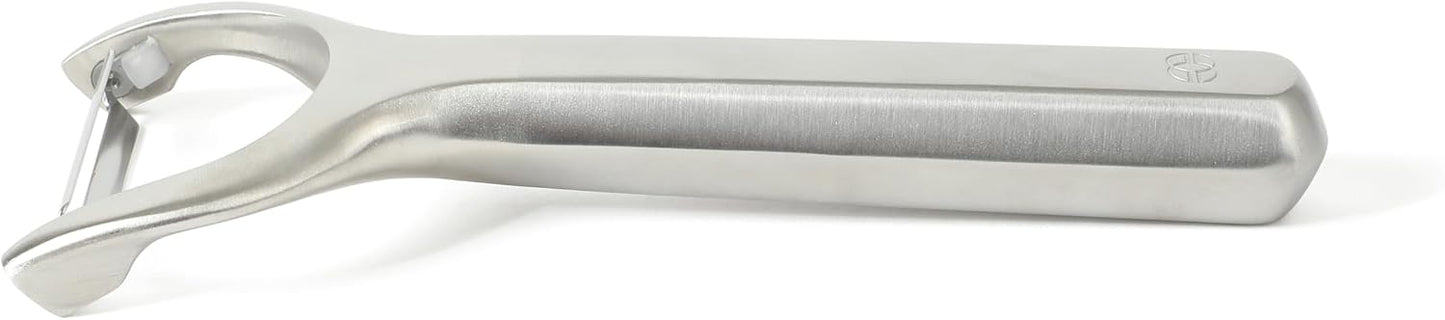 Calphalon Prime Straight Vegetable Peeler, Stainless Steel Peeler with Swivel Blade for Fruits & Vegetables, Weighted Handle for Control, Weighted Handle for Control