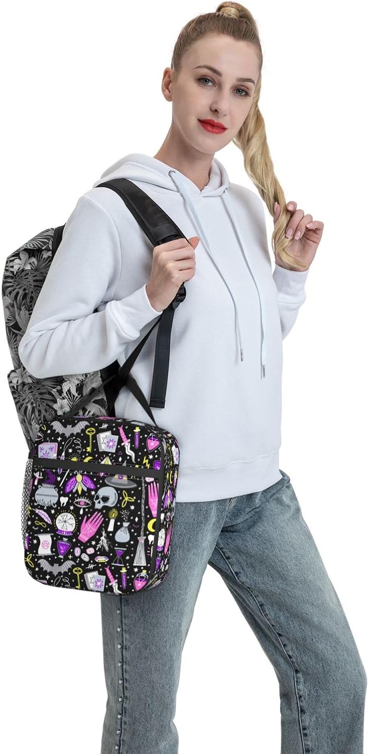 Black Cat Reusable Lunch Box Food Bag Insulated Lunch Bag for Teenage Boys Girls School Beach