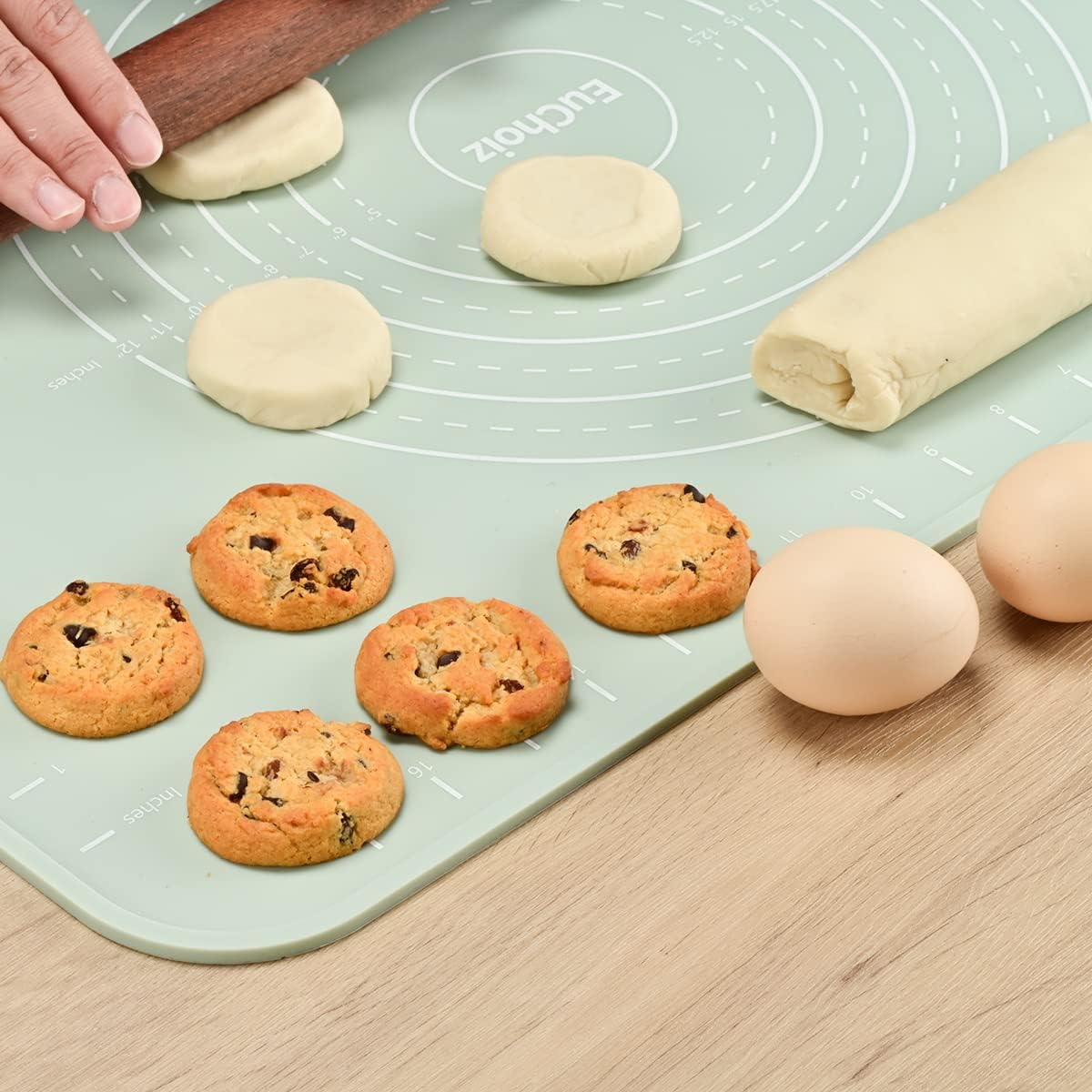 Silicone Pastry Mat 20"*16" Extra Thick Non Stick Baking Mat Food Grade Silicone Dough Rolling Bake Mat with Edge Heightening Blue