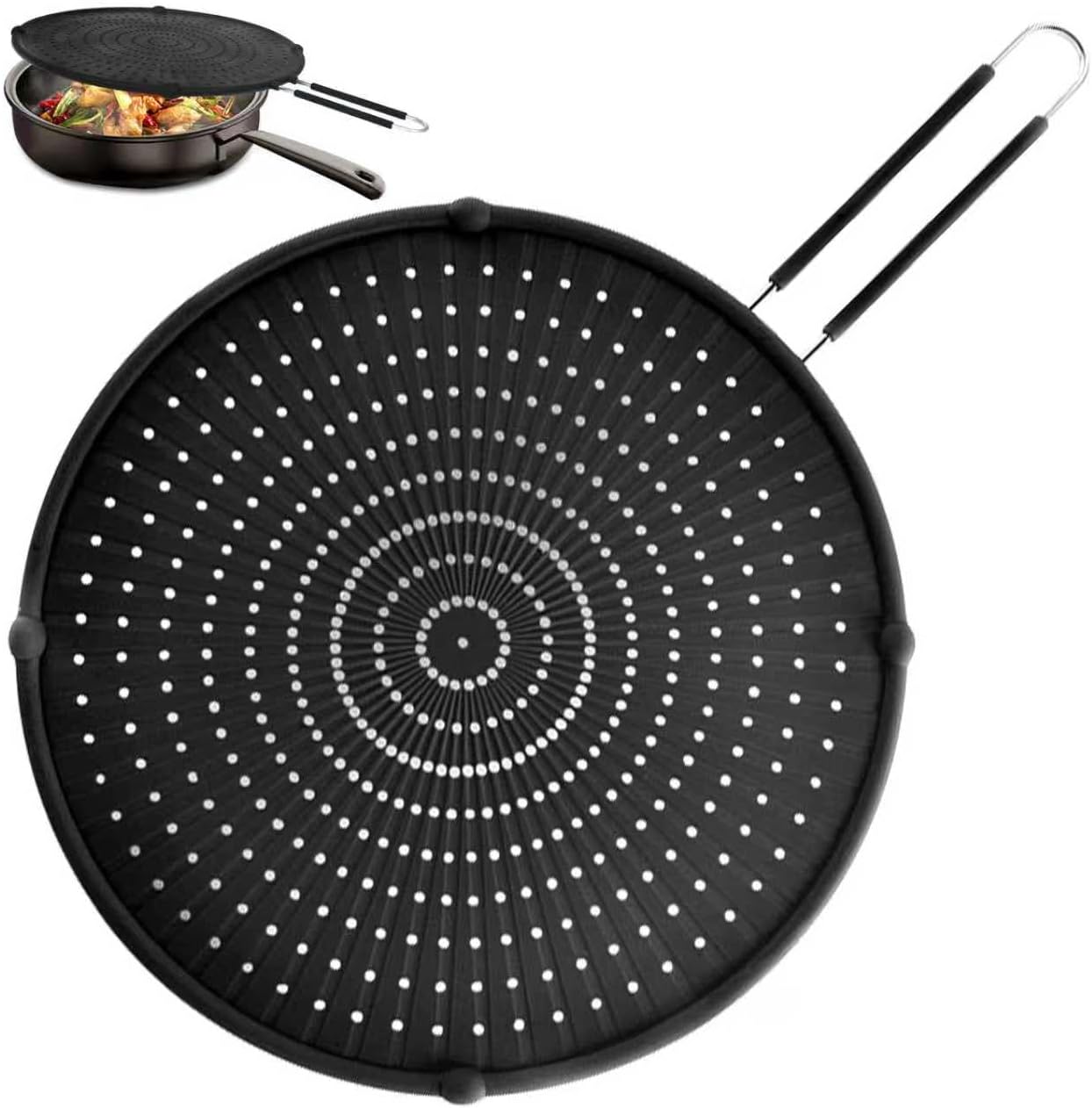Splatter Screen for Frying Pan, Grease Splatter Guard, Heat-Resistant Splatter Guards for Frying, Silicone Splatter Guard for Everyday Cooking, Dishwasher Safe （16in×12in×0.5in）