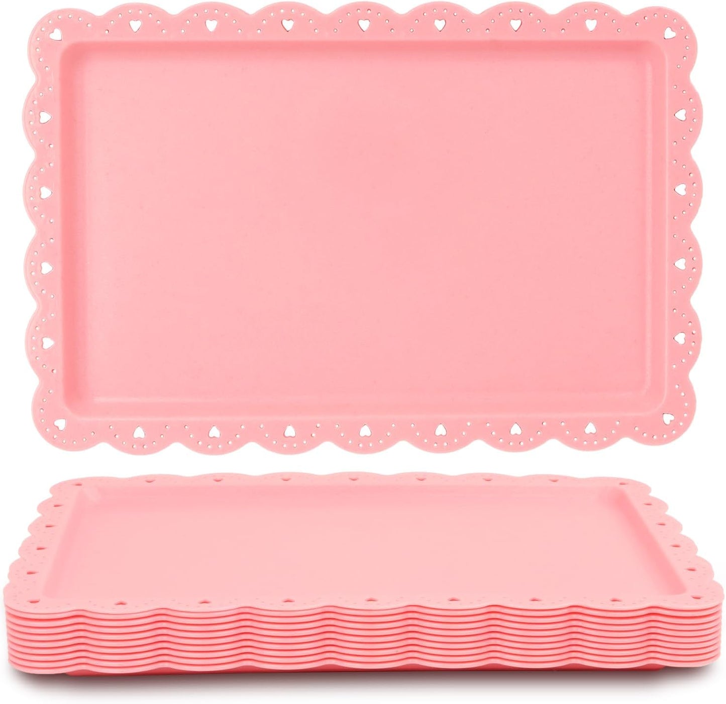 Food Tray, 12 Pack Serving Tray Serving Platter Cookies Dessert Plates,Disposable Plastic Serving Trays Rectangle Dessert Trays for Party, Wedding, Restaurant, 14.4" X 9.3" (White)