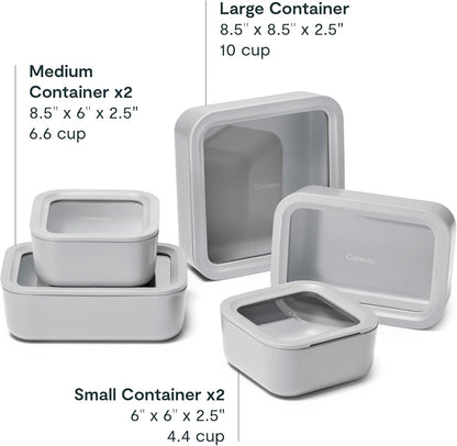 Caraway 13pc Glass Food Storage Container Set - Easy to Store, Non Toxic Lunch Box - with Glass Lids - Includes Storage Organizer - Mist