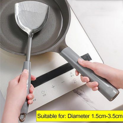 2 Pcs Heat-Resistant Pot Handle Silicone Cover, Non-Slip Pan Handle Sleeve, Easy to Install and Clean, for Cast Iron Skillet, Frying Pan (grey, M)