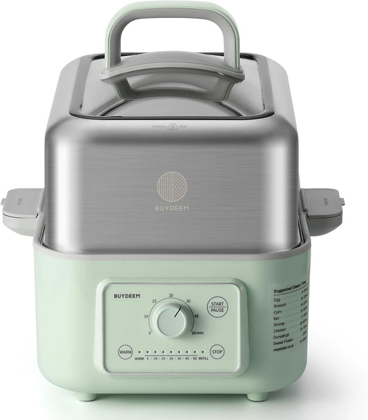 BUYDEEM G52 5.3Qt Electric Food Steamer for Cooking, Cozy Greenish