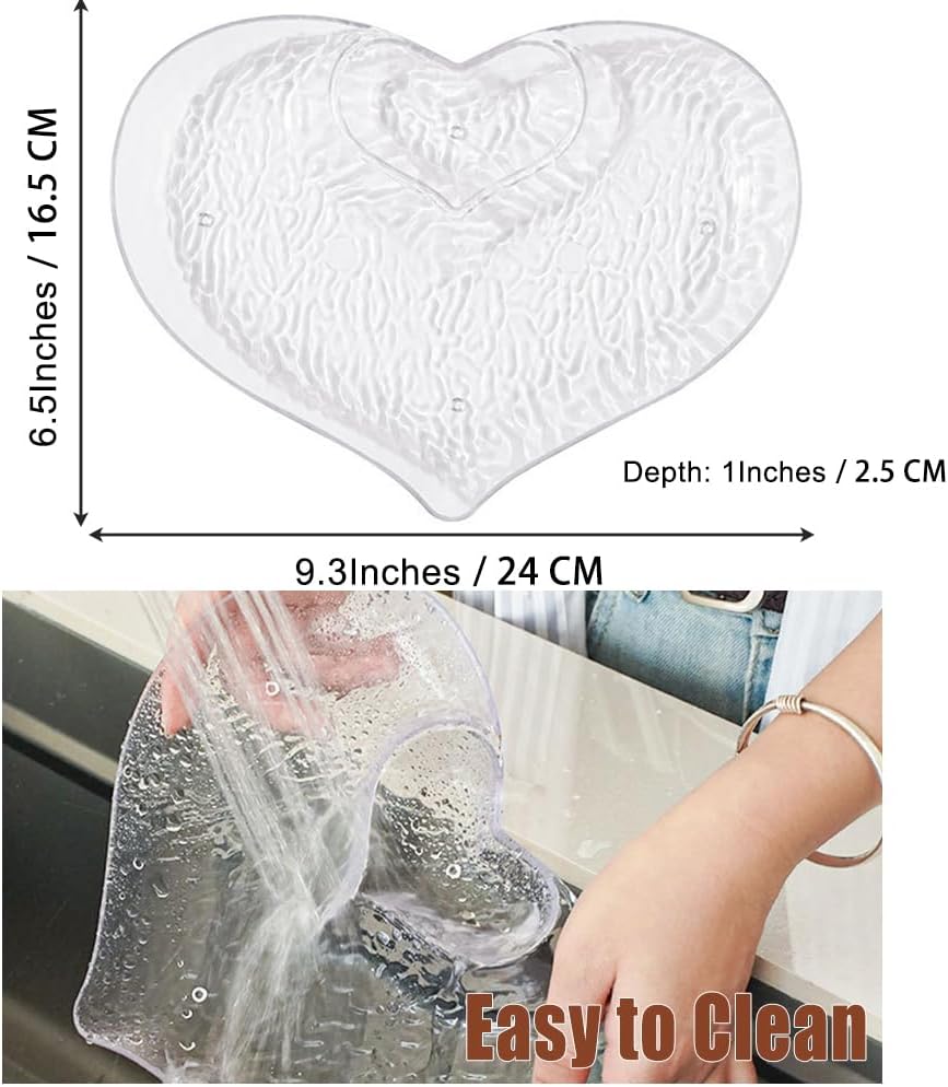 OULIGET Heart Chip Dip Serving Platter Set,Plastic Dumpling Plates with Sauce Compartment,Divided Snack Serving Dishes for Appetizer Sushi Taco Salsa Charcuterie,2 Pieces,White and Transparent