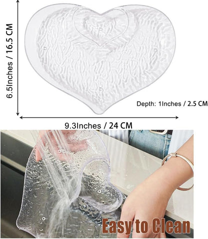 OULIGET Heart Chip Dip Serving Platter Set,Plastic Dumpling Plates with Sauce Compartment,Divided Snack Serving Dishes for Appetizer Sushi Taco Salsa Charcuterie,2 Pieces,White and Transparent
