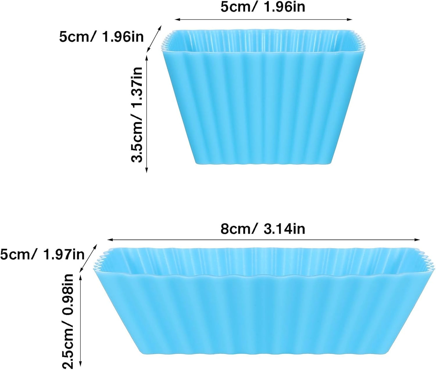 HOMSFOU 18 pack Silicone Cupcake Liners, Reusable Silicone Muffin Cups Silicone Cupcake Molds Lunch Box Dividers Rectangular Square, W14403YQ0NJUJRJ2832N