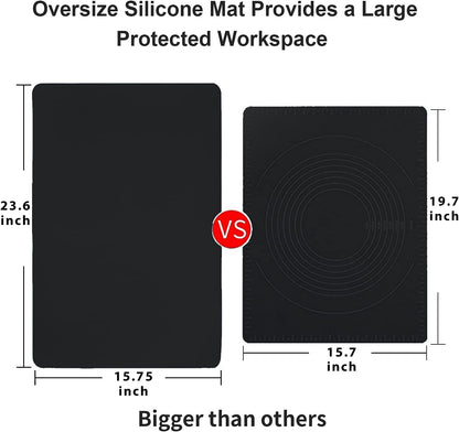 Extra Large Dark Green Countertop Mat - Silicone Table Kitchen Desk Mat - Non-Slip & Heat Resistant - Dinner Placemat Pastry Dough Rolling Mat - Colors A