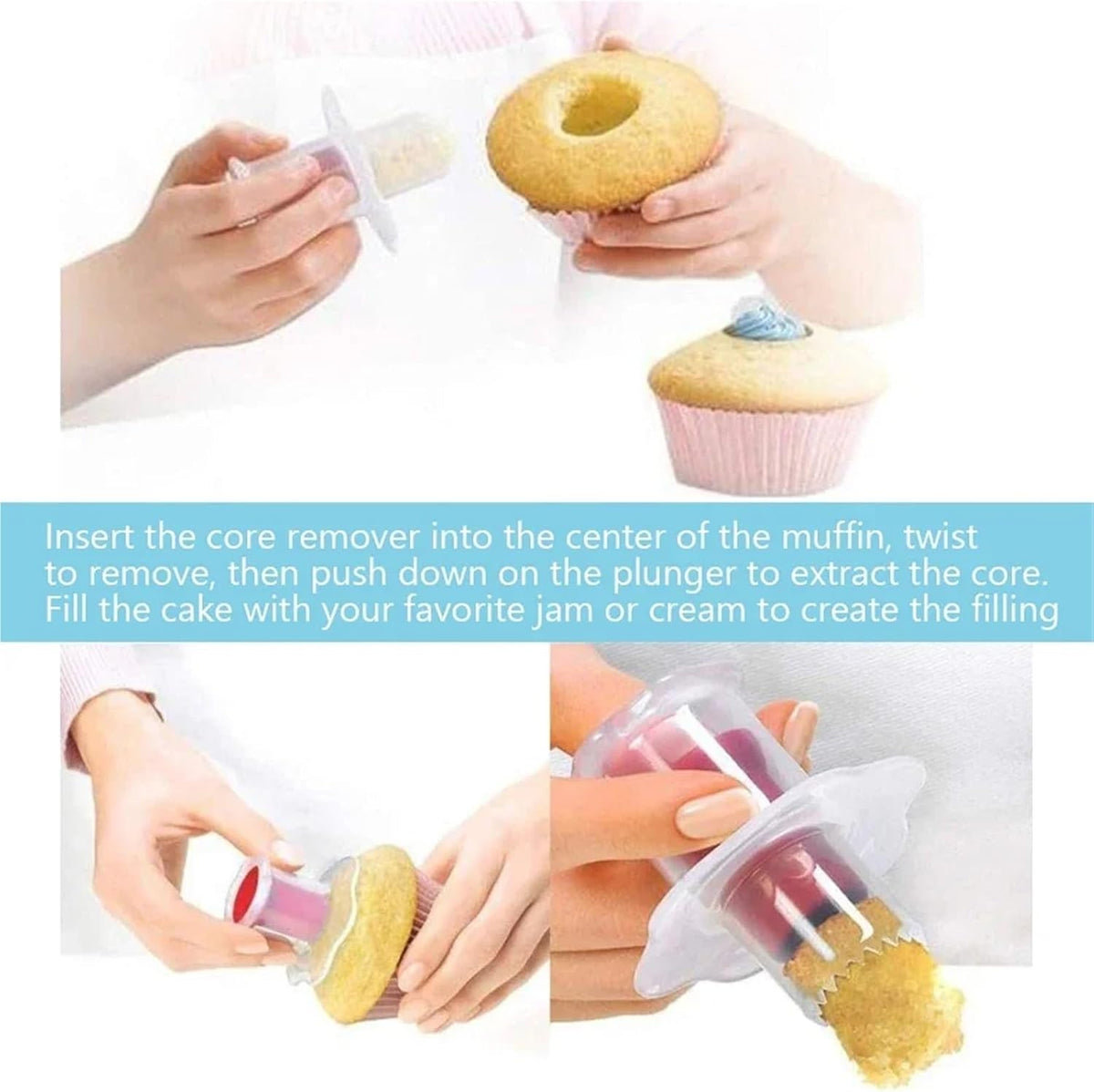 Cupcake Corer 32/ Kitchen Cake Tools Cupcake Muffin Cake Corer Plunger Cutter Pasty Decorating Divider Mould(Red)
