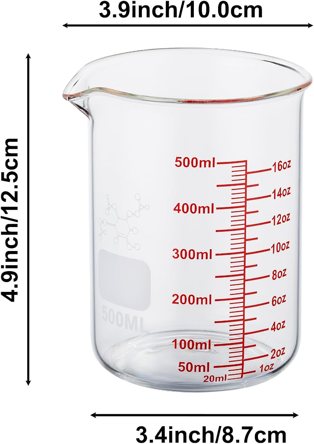 Ackers Mini Glass Measuring Beaker Set, Borosilicate, 2oz 4oz 8oz Measuring Cups
