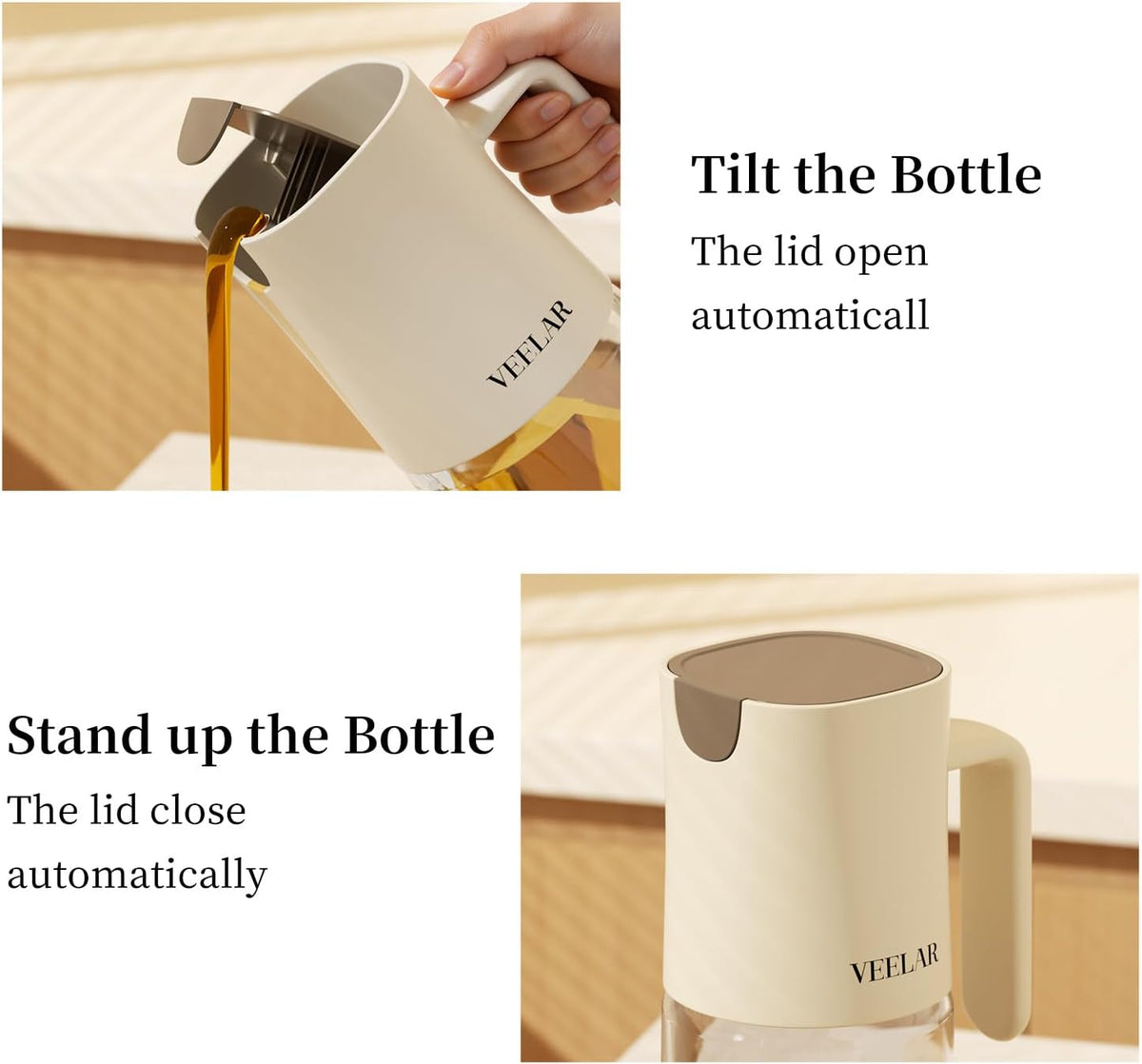 2 Set 550ml Glass Olive Oil Dispenser Bottle(White)