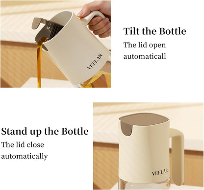 2 Set 550ml Glass Olive Oil Dispenser Bottle(White)