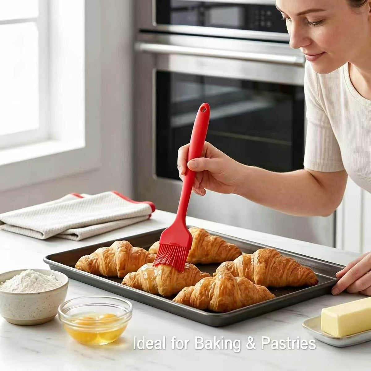 Silicone Basting Brush 2 Pack with Steel Core, Heat Safe BBQ Pastry