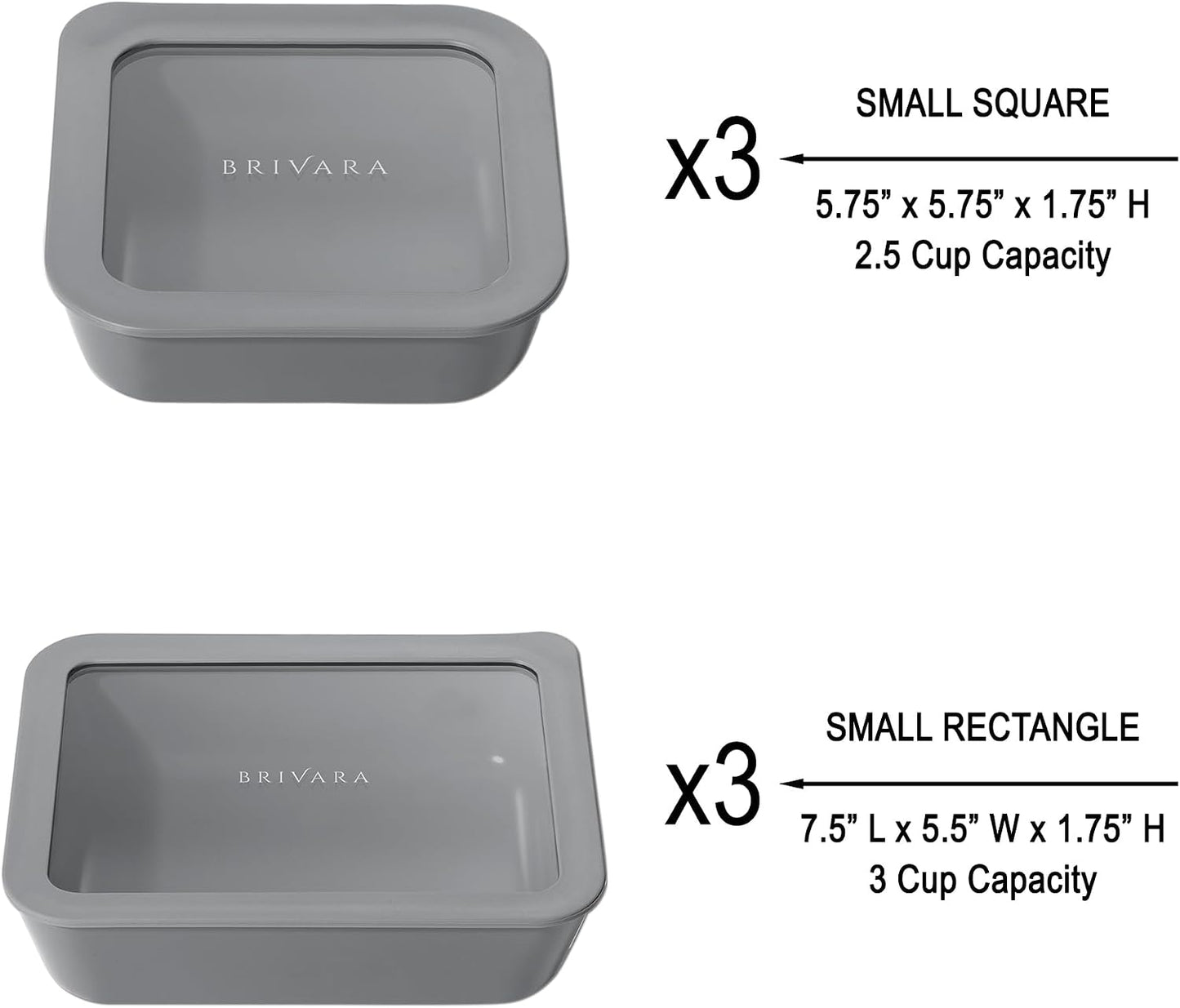 Ceramic Coated Glass Food Storage Container | No PTFE, PFOA, PFAS, and BPA | Reusable Non Toxic Meal Prep Container with Glass Lid | Easy To Store | 3 Cup Rectangle [Onyx]
