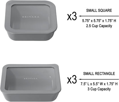 Ceramic Coated Glass Food Storage Container | No PTFE, PFOA, PFAS, and BPA | Reusable Non Toxic Meal Prep Container with Glass Lid | Easy To Store | 3 Cup Rectangle [Onyx]