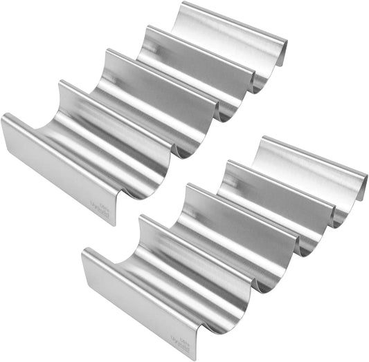 Stainless Steel Taco Holder, U Shape Taco Serving Tray Tool, Premium Wave Taco Rack Stand Set of 2, Holding 4 Soft or Hard Tacos (2)