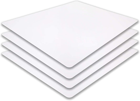 Commercial Grade Cutting Board Mats 15 x 12 Inch - 4 Pack Set, Flexible 1/16" Inch Thick White Plastic, Made from HDPE and NSF Approved for Food Service