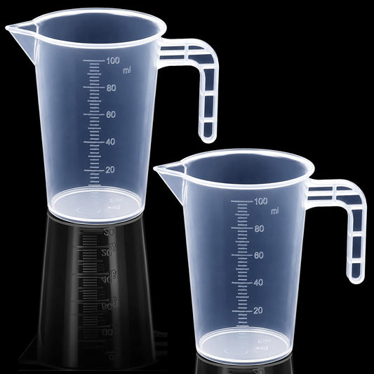100ml Plastic Measuring Cup, 2 Pack Graduated Beaker Measuring Pitcher