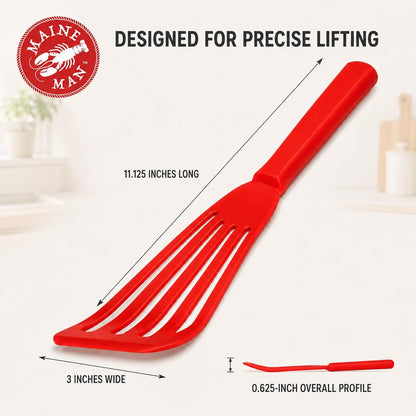 Maine Man Silicone Fish Spatula, Non-Stick Angled Turner, For Delicate Foods, Draining Liquids, And Everyday Cooking