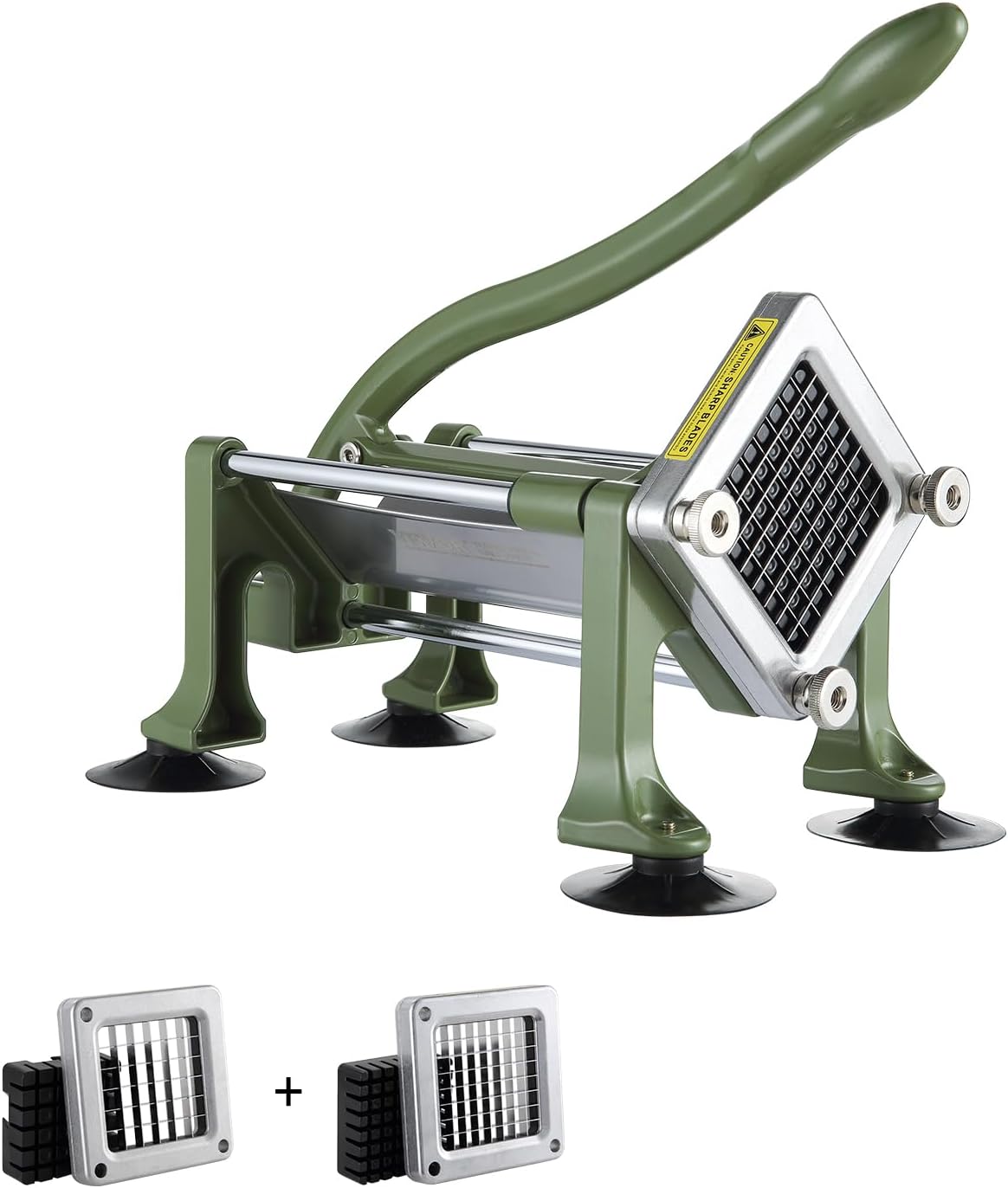 VEVOR French Fry Cutter, Potato Slicer with 1/2-Inch and 3/8-Inch Stainless Steel Blades, Manual Potato Cutter Chopper with Suction Cups, Great for Potato, French Fries, Cucumber, Vegetables, Carrot