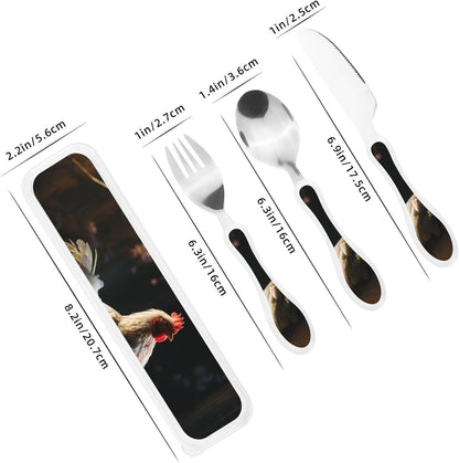 3-Piece Kids Silverware Set With Storage Case, Stainless Steel Reusable Children Safe Knife Spoon Fork Set Classy Flowers Children Flatware Set For Kids Lunch Box