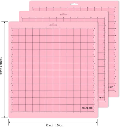REALIKE 12x12 Light Cutting Mat Compatible with Cricut Maker 3/Maker 4/Maker/Explore 3/4/Air 2/Air/One(3 Mats), Gridded Adhesive Non-Slip Cut Mat for Crafts, Quilting, Sewing and All Arts